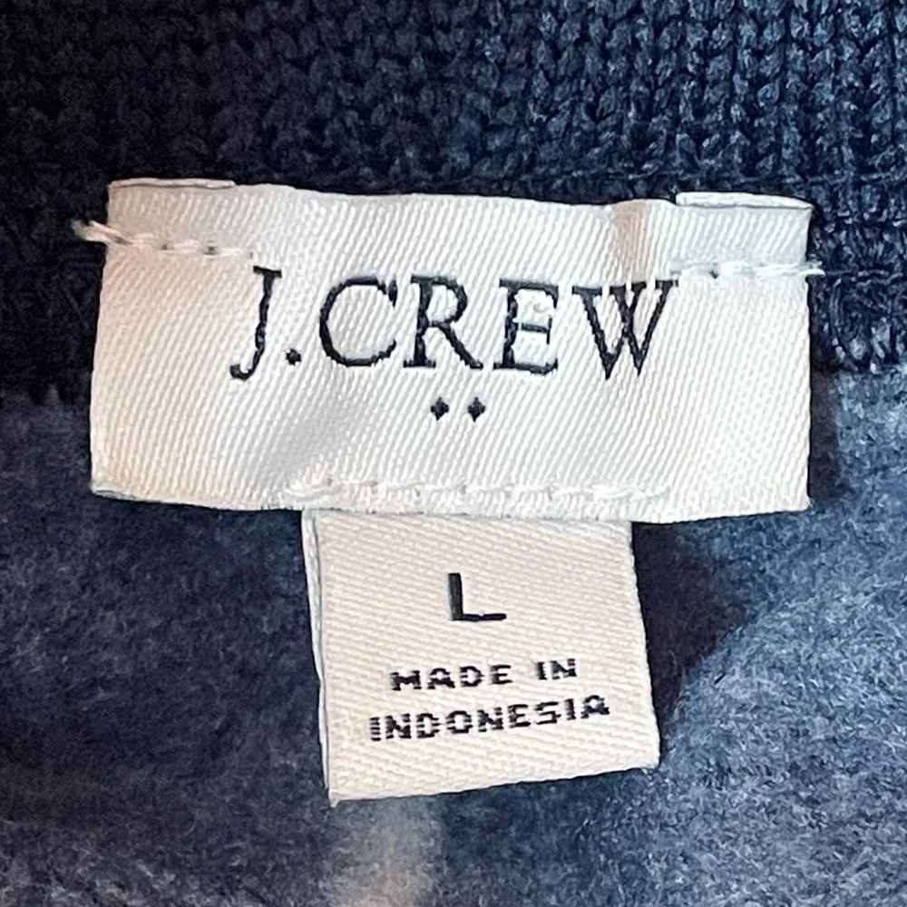 J. CREW • Blue/White Square Grid Windowpane Long Sleeve Turtleneck Sweater, L - Picture 11 of 15